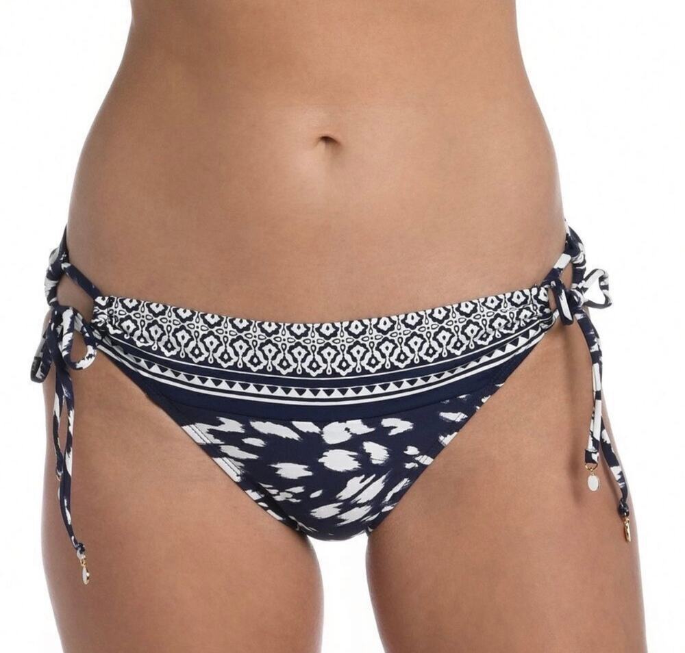 La Blanca Women’s Size 14 Navy White Side Tie Bikini Bottom NWT